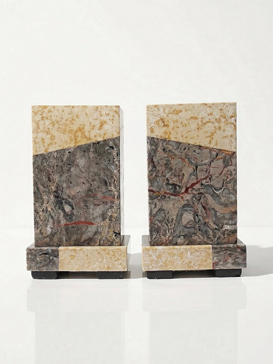 Vintage Set von 2 Buchstütze Art Déco, Kamin Deko, Marmor antik, Frankreich 1920-1930