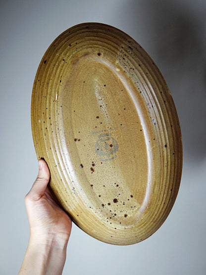 Vintage Servierplatte oval Inaltérable von Salins Braun