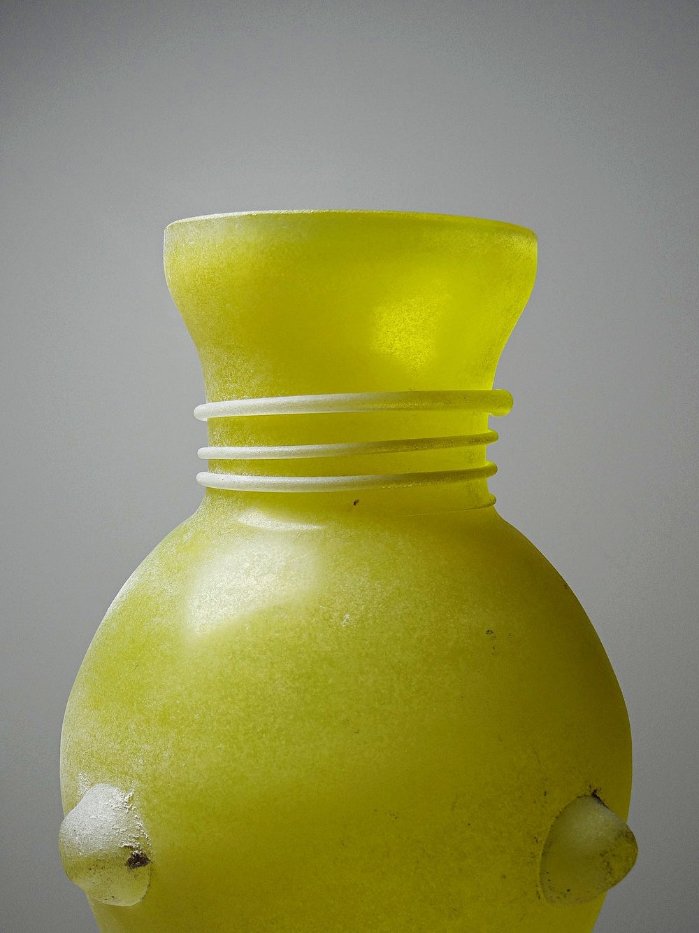 Vintage Vase Murano Scavo Gelb von Seguso Vetri d’Arte, mattiertes Glas, balusterförmig