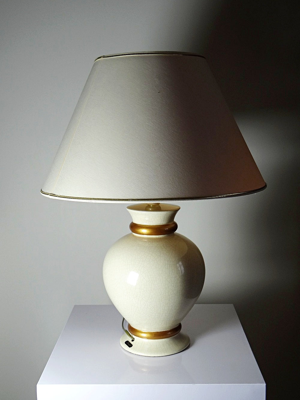 Vintage Lampe Panama von Le Dauphin für Le Dauphin creme, ivoire, gold