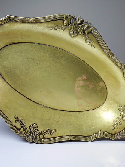 Vintage Schale im Louis XV Stil aus vergoldetem Metall mit Rocaille Dekor