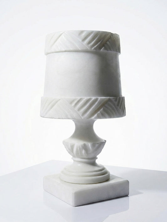 Vintage Nachtlichtlampe aus weißem Alabaster, ca. 1950-1970