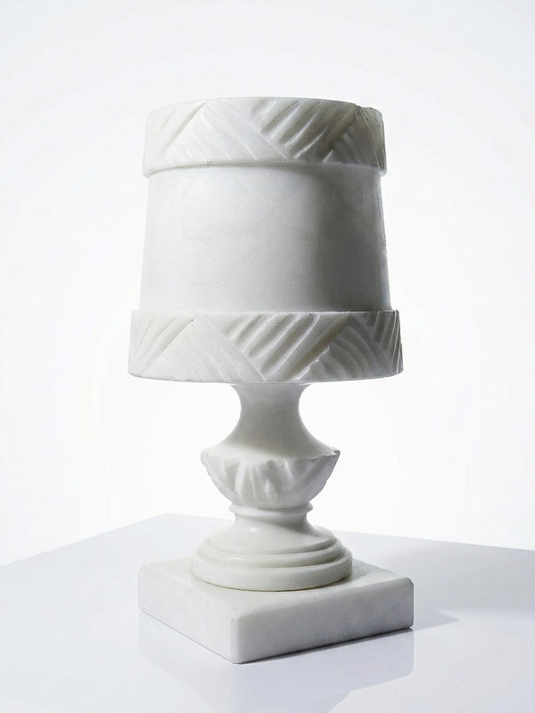 Vintage Nachtlichtlampe aus weißem Alabaster, ca. 1950-1970