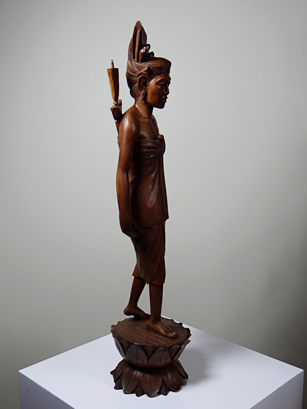 Vintage Holzskulptur "Danseur" balinesischer Tänzer 1960er-1980er