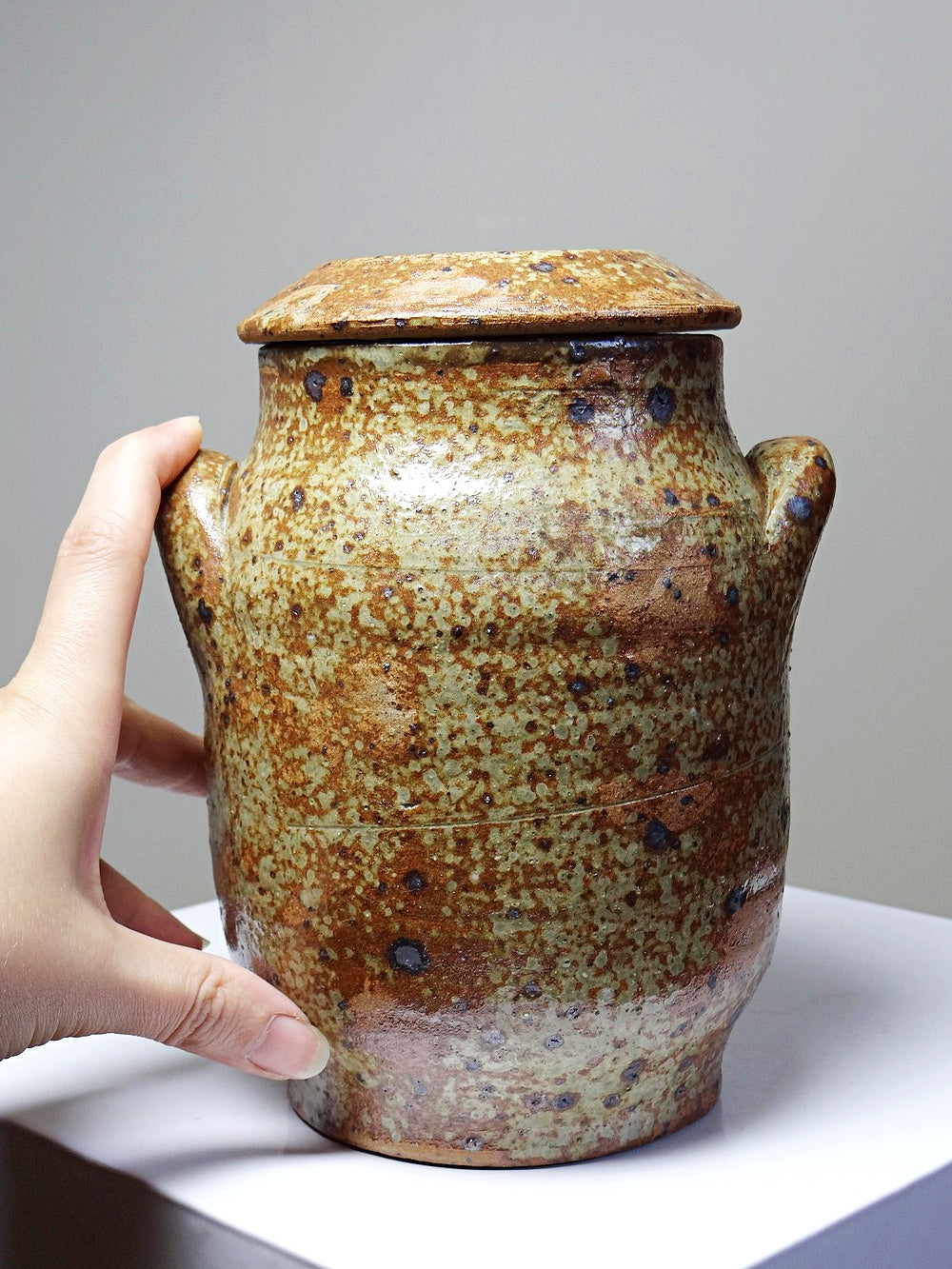 Vintage Gewürzdose Baudat Stil aus Steinzeug emailliert Vintage Glasur