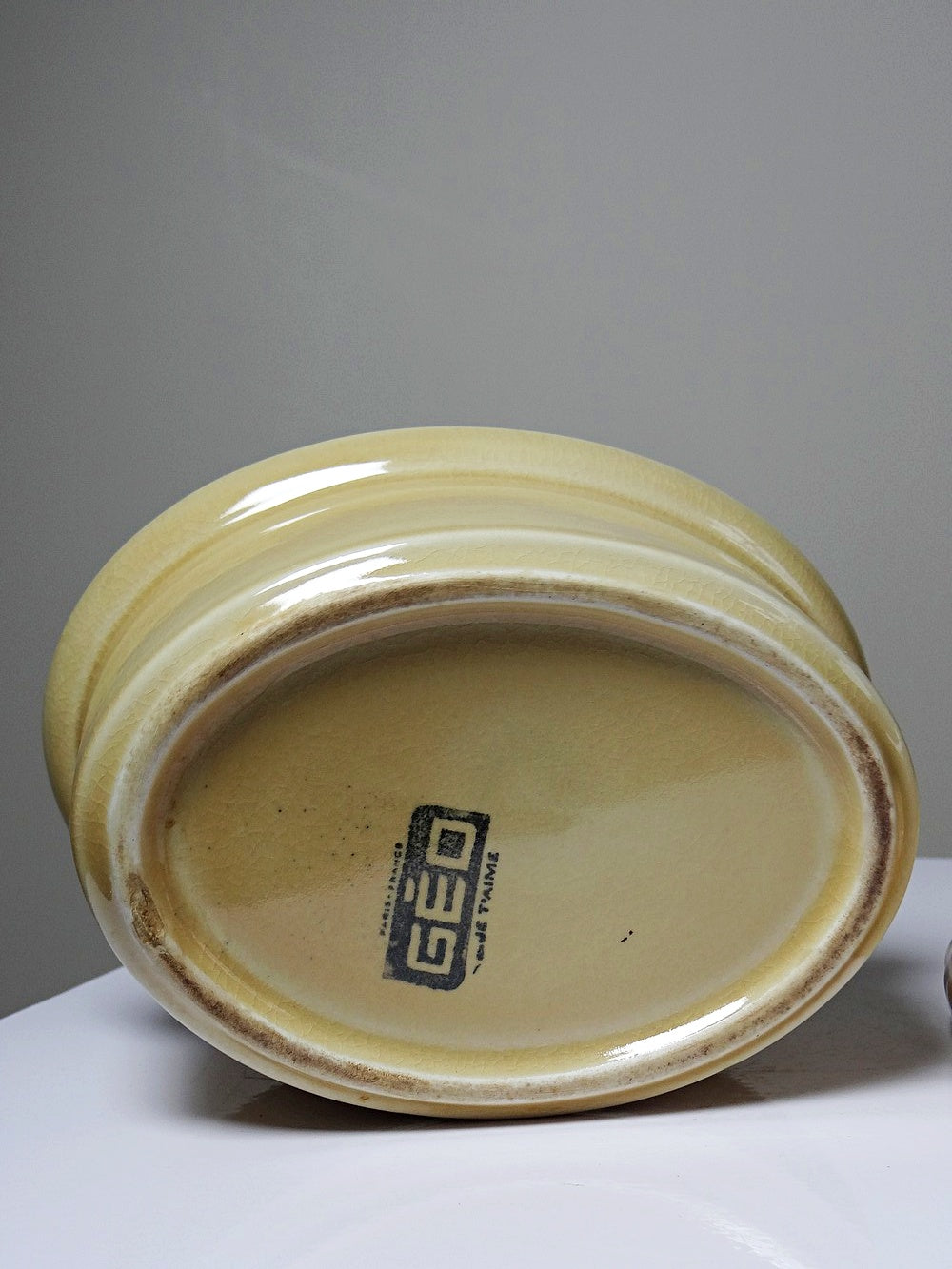 Vintage Terrine GEO von GEO für Paris France beige Ente Faïence
