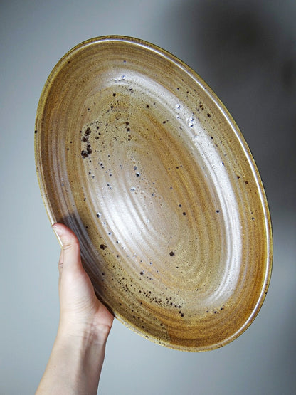 Vintage Servierplatte oval Inaltérable von Salins Braun