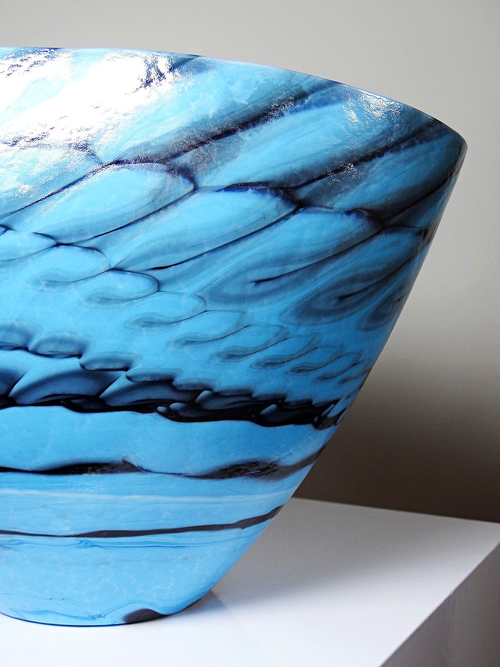 Vintage Glas Schale Yourmurano blau schwarz silber regenbogen