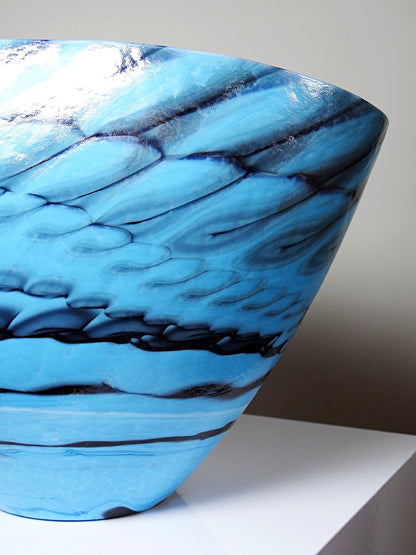 Vintage Glas Schale Yourmurano blau schwarz silber regenbogen