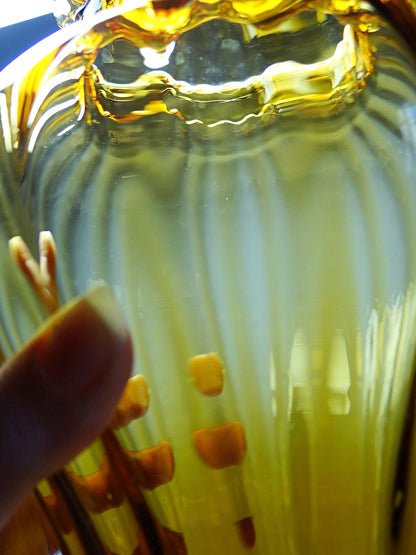 Vintage Bonbonniere aus mundgeblasenem Empoli-Glas, bernsteinfarben, Italien