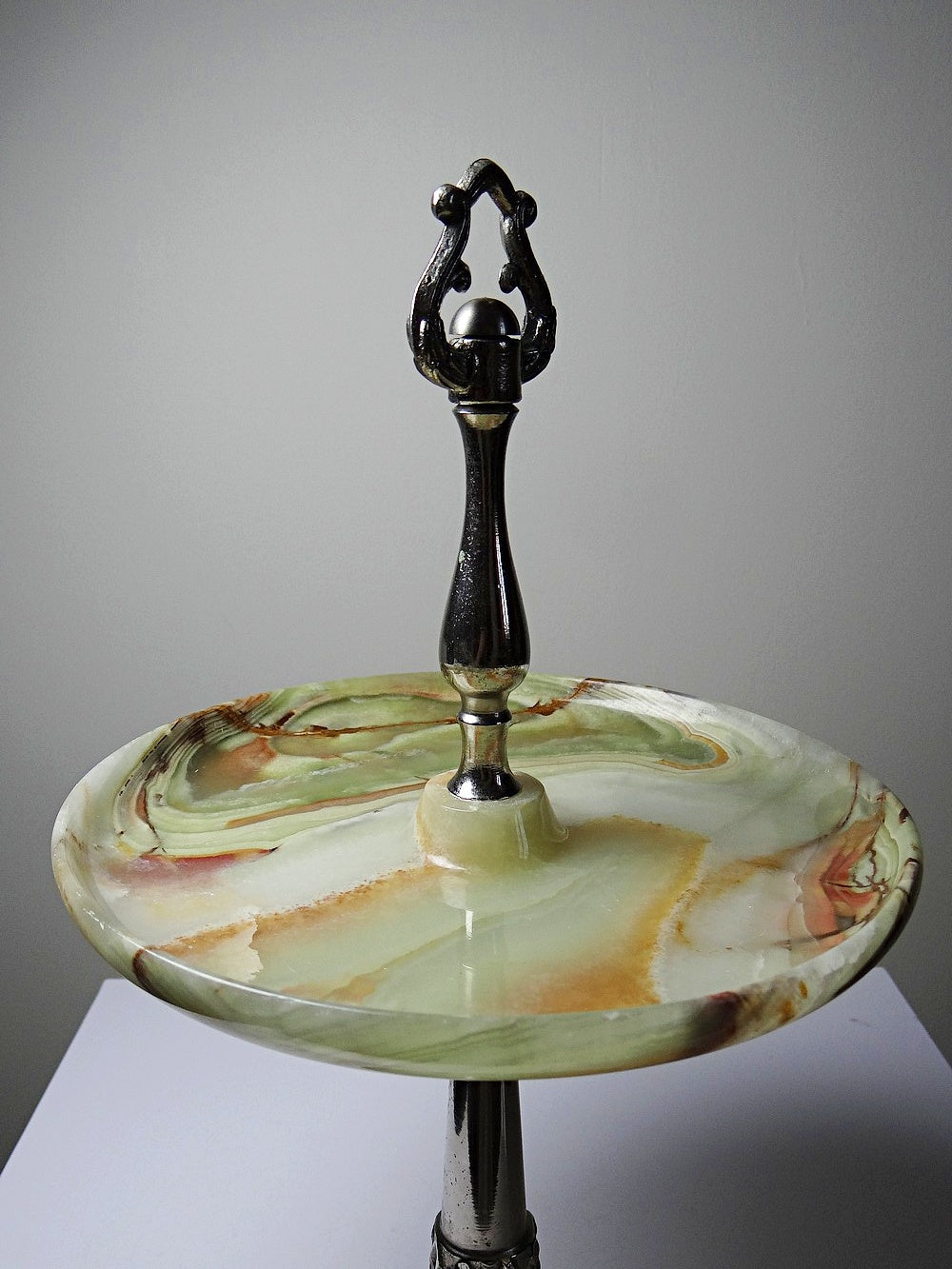 Vintage Präsentierständer aus grünem Onyx, Italien, selten