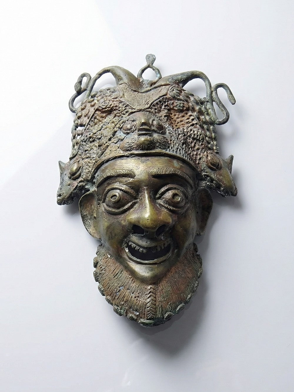Vintage Maske Bamoun für BraunDekoration Afrikanische Bronze-Maske aus Kamerun