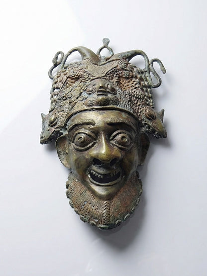 Vintage Maske Bamoun für BraunDekoration Afrikanische Bronze-Maske aus Kamerun