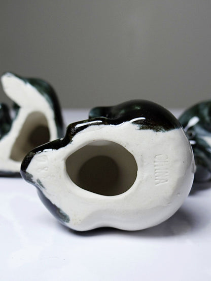 Vintage Porzellan Panda Figurine Set von 3 China Stempel handbemalt 1980er-90er