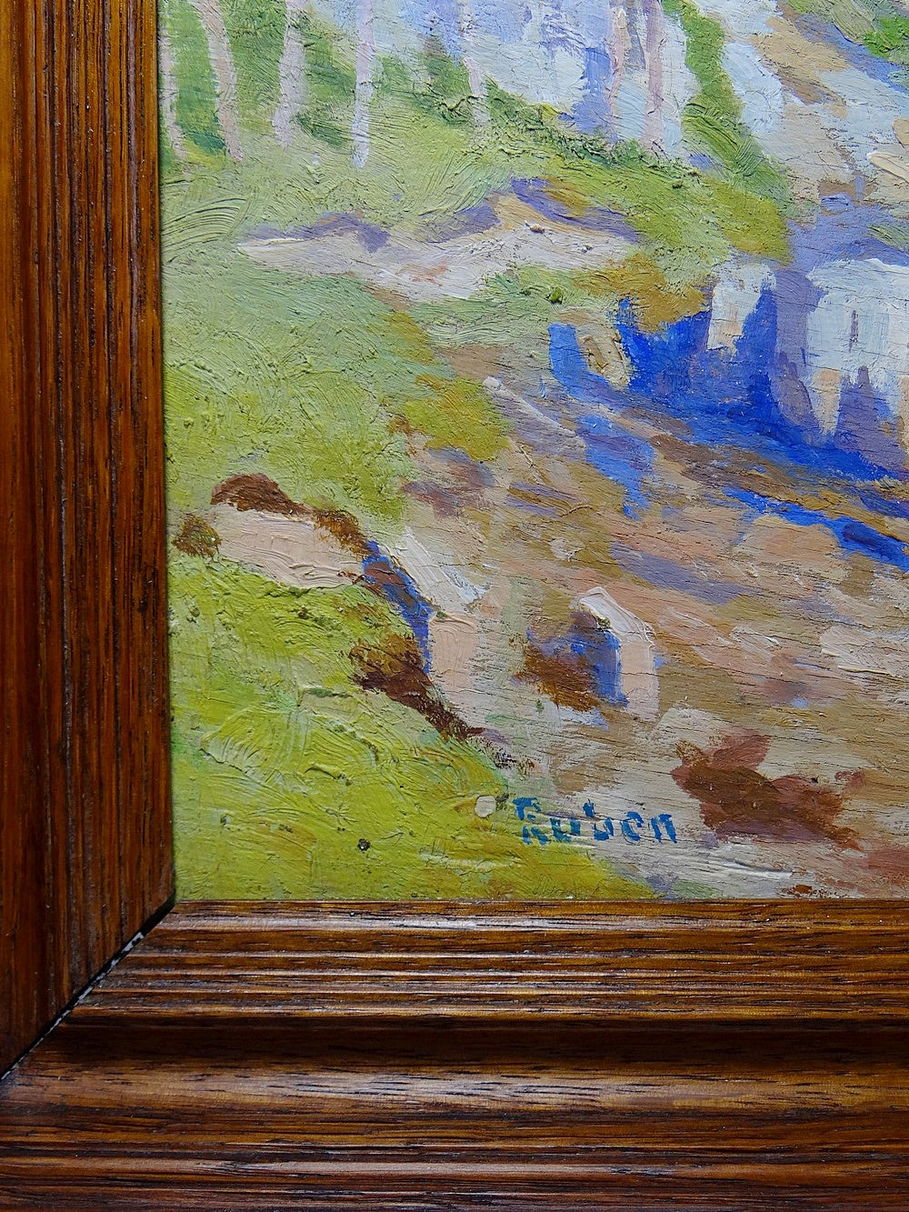 Vintage Gemälde von Paul Ruben für Dekoration, Türkis