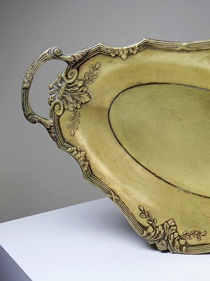 Vintage Schale im Louis XV Stil aus vergoldetem Metall mit Rocaille Dekor