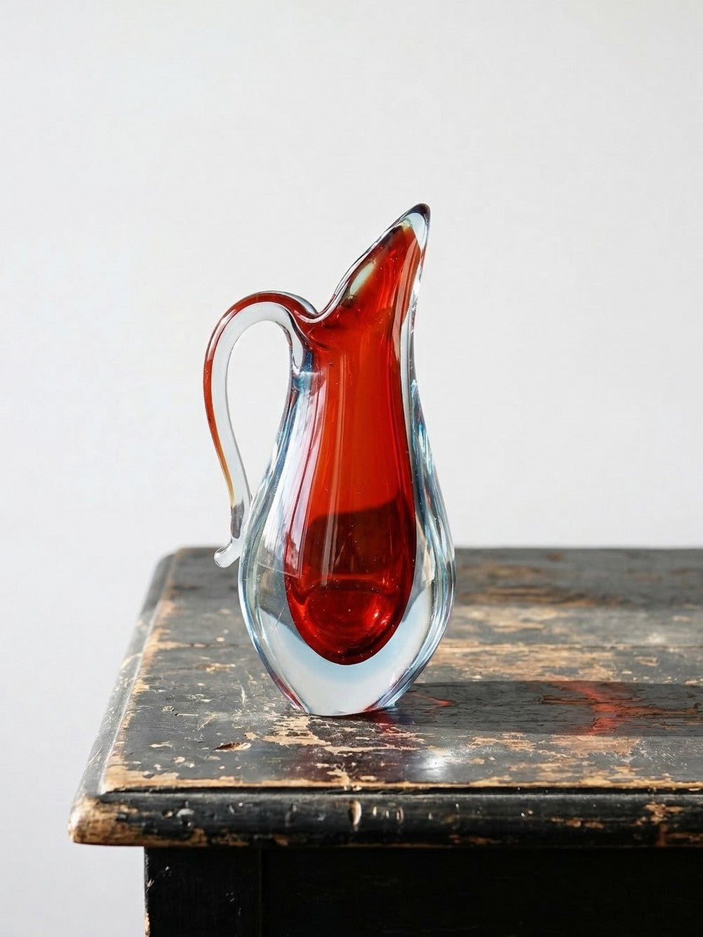 Vintage Vase Sommerso von Flavio Poli für Murano rot blau transparent