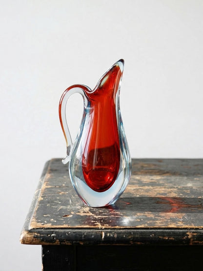 Vintage Vase Sommerso von Flavio Poli für Murano rot blau transparent