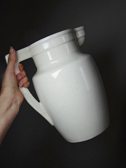 Vintage Toilettenkrug Art Déco aus craquelierter Fayence WeißDekoration