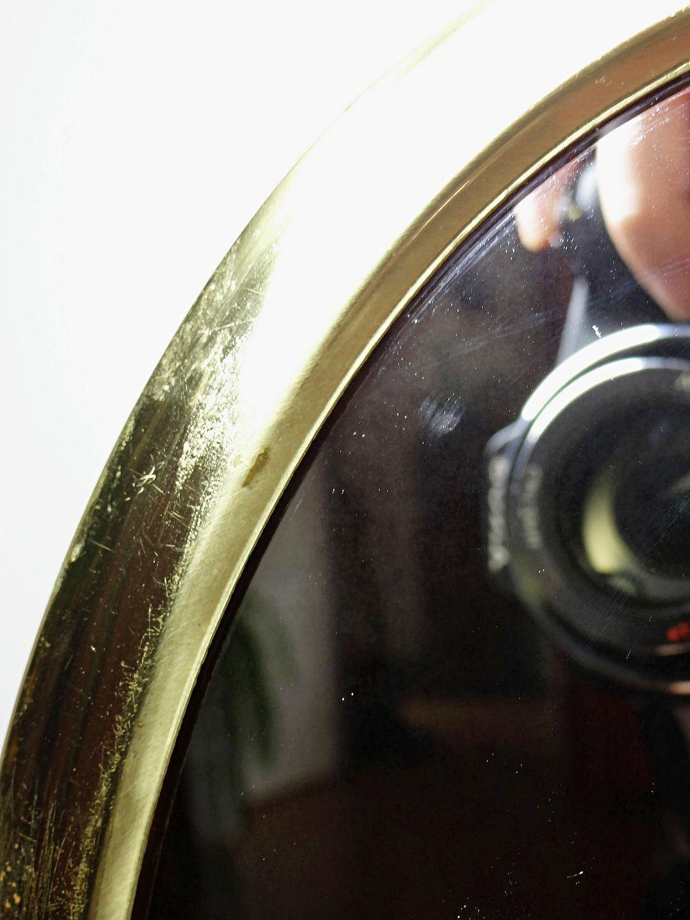 Vintage Tischspiegel oval aus vergoldetem Metall