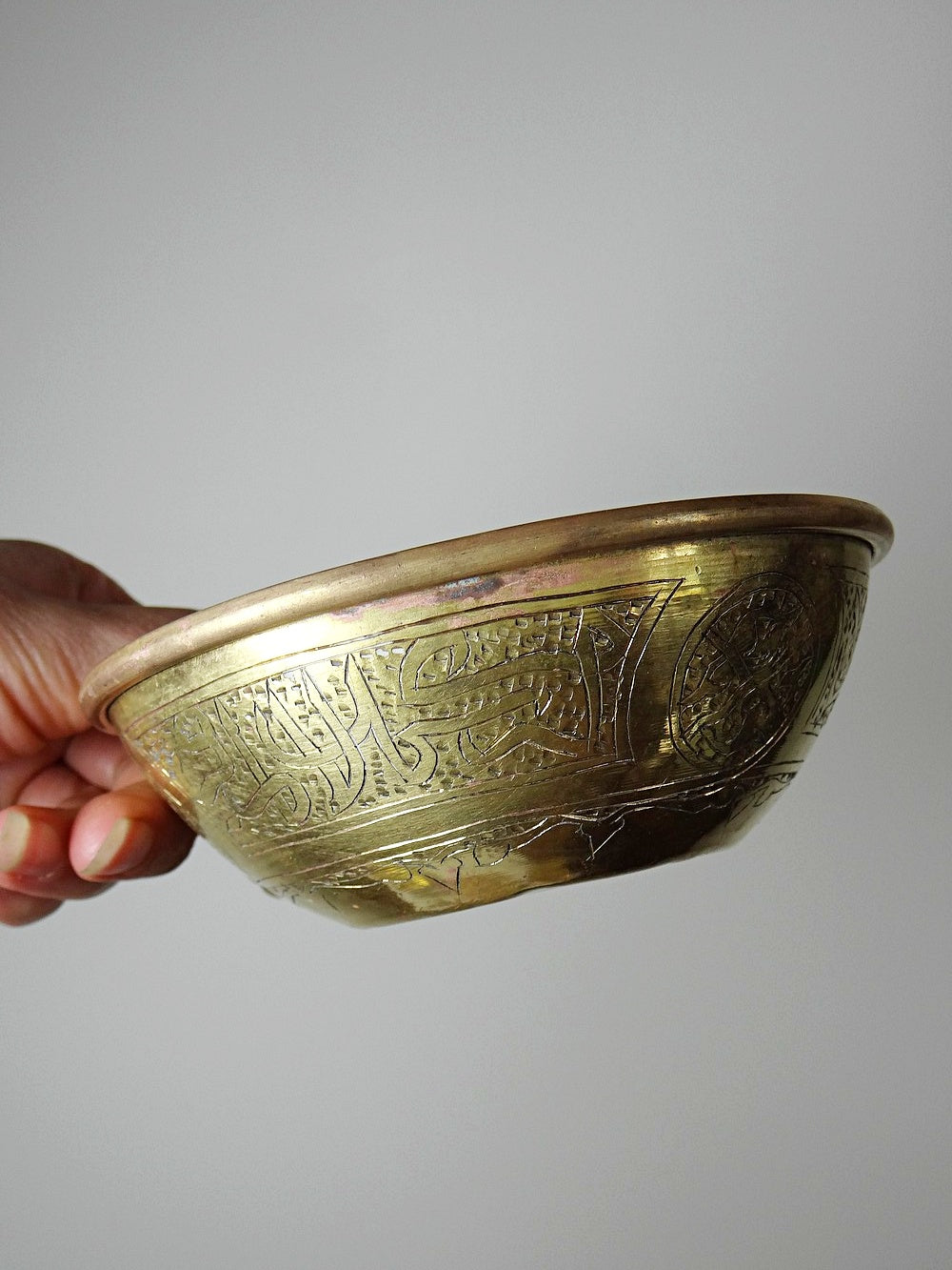 Set von 5 Vintage Hammam Schalen aus handgraviertem Kupfer, frühes 20. Jahrhundert