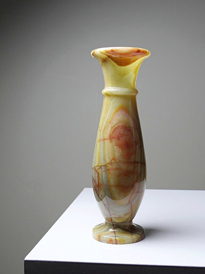 Vintage Vase aus grün gestreiftem Onyx Italien grün beige rost