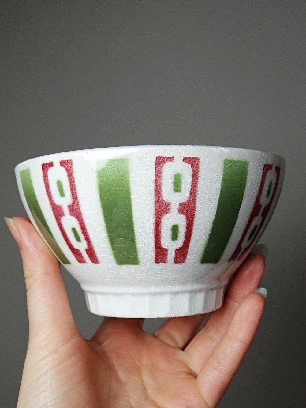 Set von 4 Vintage Kaffeeschale Badonviller Art Déco Dekor