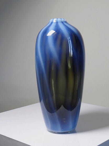 Vintage Vase von Fratelli Toso für Murano blau opalines Rauchglas