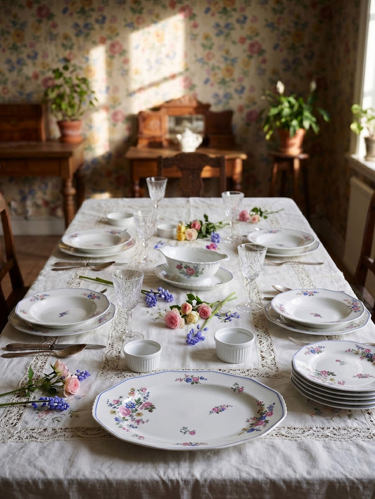 Vintage Tafelservice Bernardaud Limoges mit floralem Dekor, 28-teilig