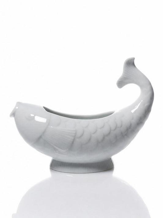 Vintage Sauciere "Ocean" aus weißem Porzellan in Fischform