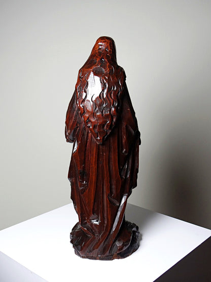 Vintage Skulptur Immaculée Conception Holz geschnitzt Unbefleckte Empfängnis Braun Bordeaux