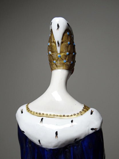 Vintage Porzellanfigurine Liseuse von J. Vesques blau Hermelin