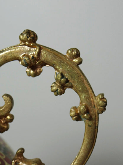 Vintage Übertopf Kutani aus Porzellan und Bronze, Japan Meiji