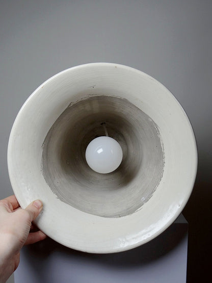 Vintage Lampe Keramos von René Hénon für Keramos Sèvres Raku beige braun grau
