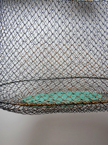Vintage Servieraccessoire von Maillinox XL Fischreuse Grün Metall Rost