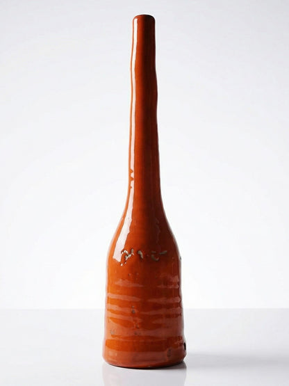 Vintage Lampenfuß Terrakotta orange glasiert Vintage Orange