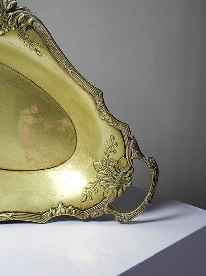 Vintage Schale im Louis XV Stil aus vergoldetem Metall mit Rocaille Dekor