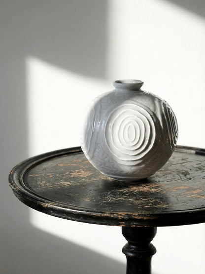 Vintage Vase Art Déco Porzellankugel 1935 Weiß Dekoration