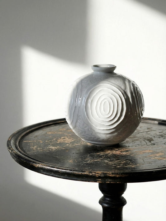 Vintage Vase Art Déco Porzellankugel 1935 Weiß Dekoration