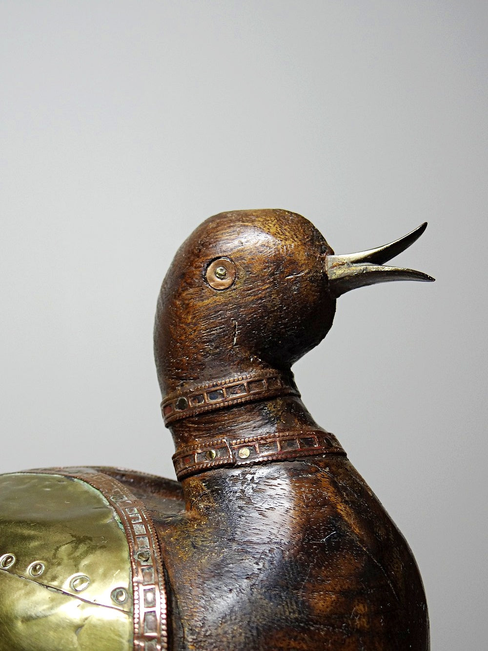Vintage Ente MessingKunst Holzente Indienhandwerk Kupfer Messing