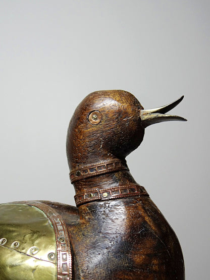 Vintage Ente MessingKunst Holzente Indienhandwerk Kupfer Messing