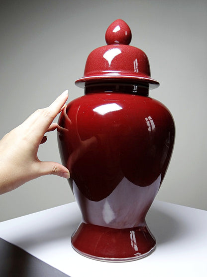 Vintage Vase chinesischer Ingwertopf oxblood und Celadon Keramik