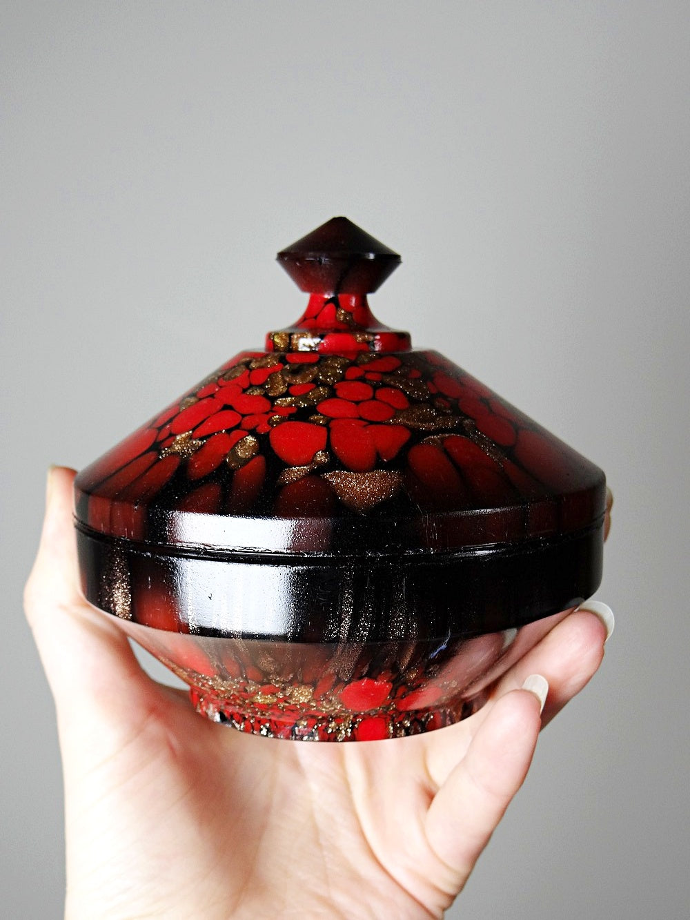 Vintage Bad-Set von Vincenzo Nason für Murano Aventurin Glas schwarz rot