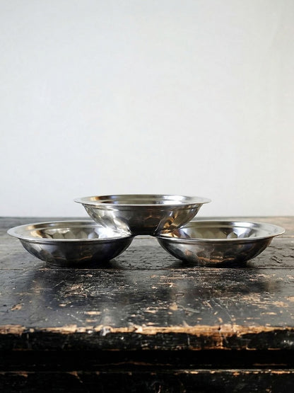 Vintage Salatschüssel Set von 3 aus Edelstahl in Silber, 1980er