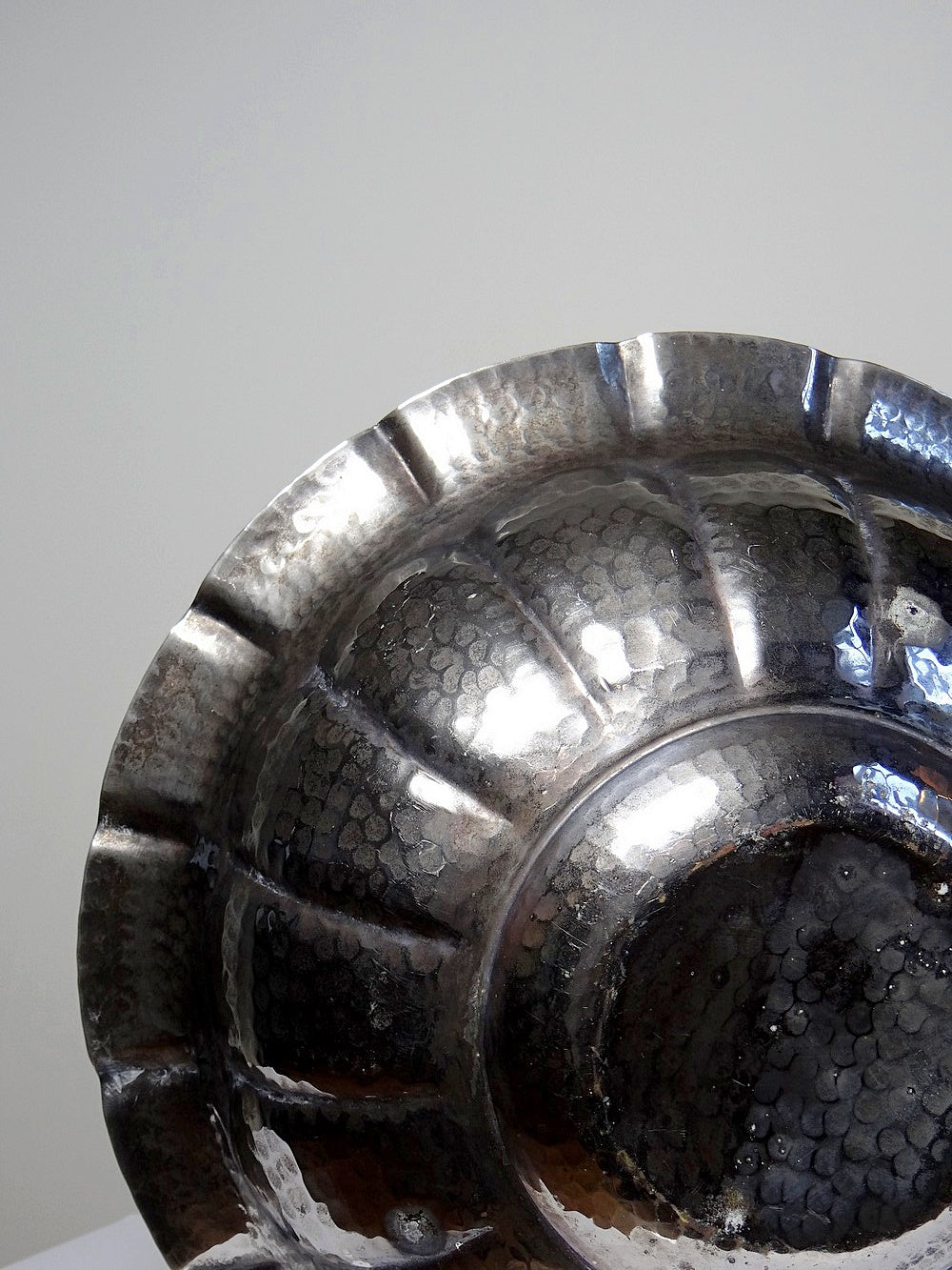 Vintage Servierschale Olri für Olri Italien Silberplattiert handgehämmert