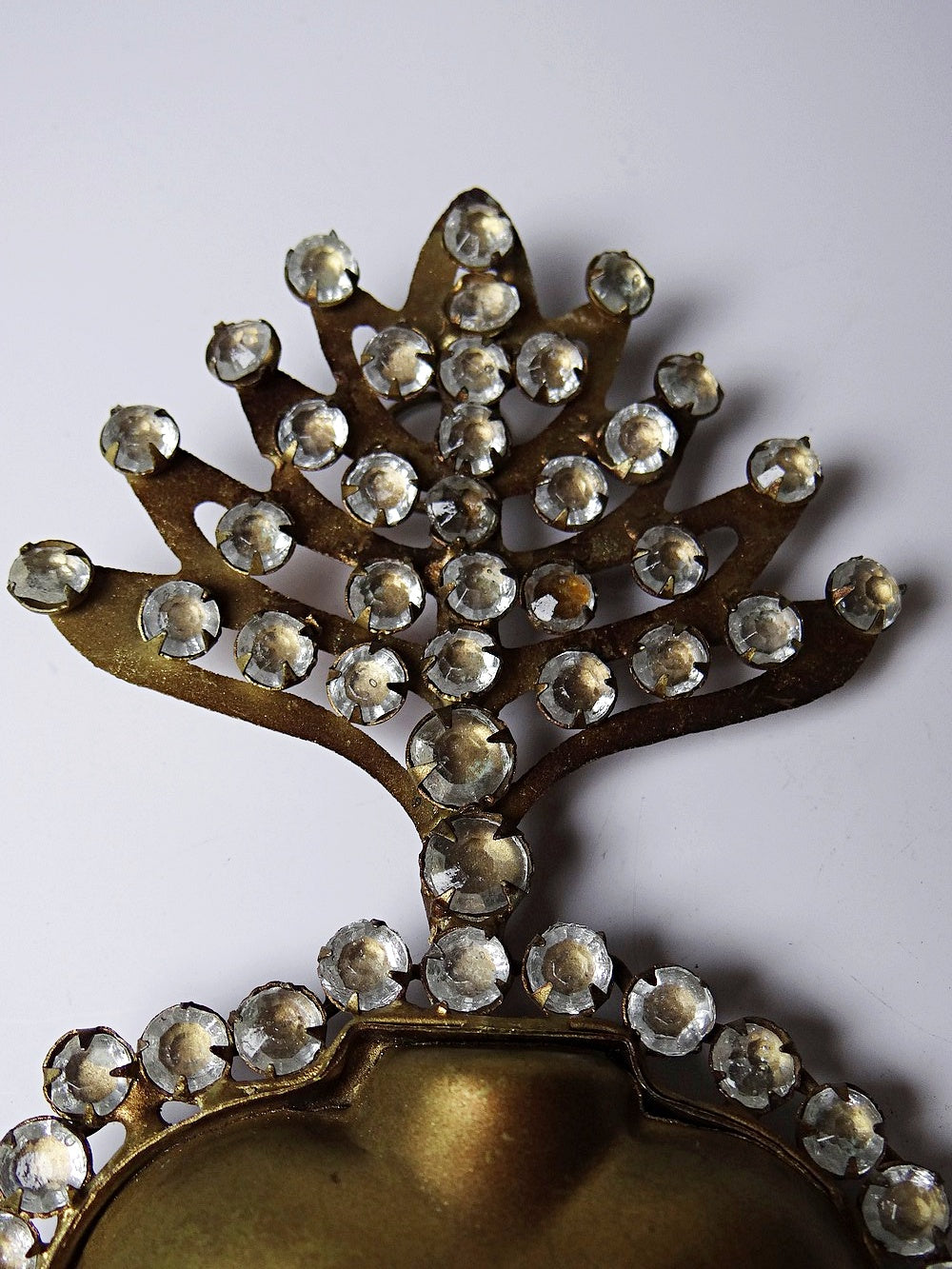 Vintage Dekoration Ex Voto Flammendes Herz der Jungfrau Maria mit Strass
