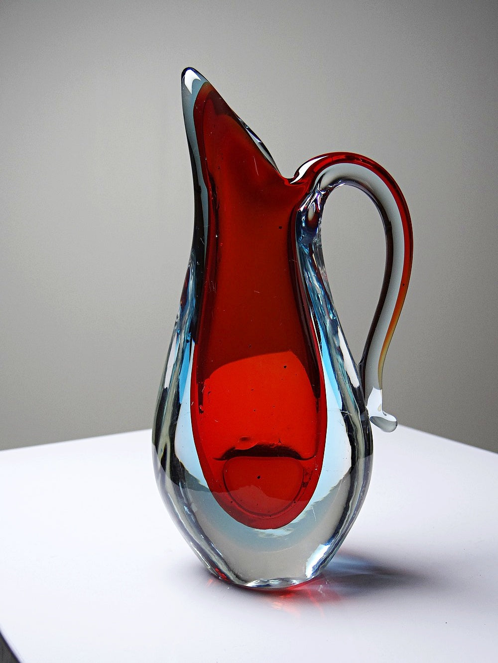 Vintage Vase Sommerso von Flavio Poli für Murano rot blau transparent