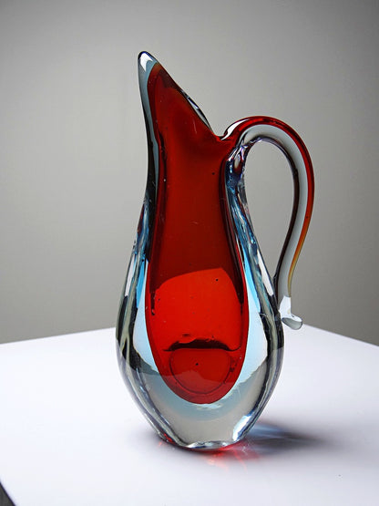 Vintage Vase Sommerso von Flavio Poli für Murano rot blau transparent