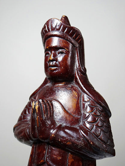 Vintage Statuette asiatische Volkskunst aus geschnitztem Massivholz