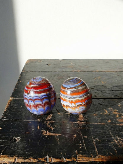 Vintage Set von 2 Murano-Glasei mehrfarbig, Kunst